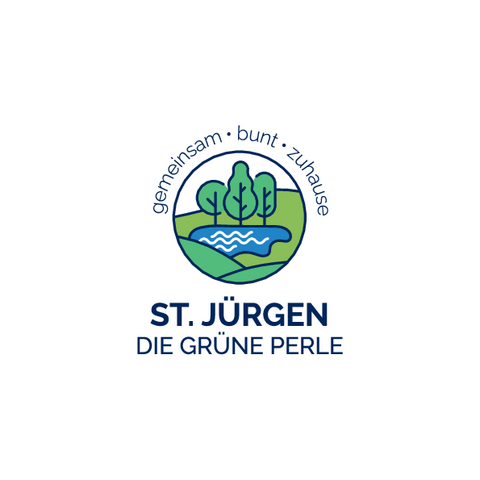 Neues Logo für das Sanierungsgebiet St. Jürgen: Die grüne Perle St. Jürgen - gemeinsam, bunt, zuhause mit Bäumen und Wasser