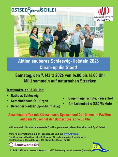 Plakat des Holmer Segelverein Schleswig e.V. - Sauberes Schleswig-Holstein in Schleswig am 7. März 2026