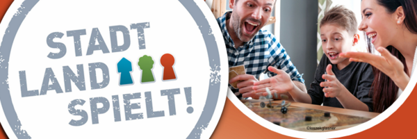 Veranstaltung Stadt-Land-Spielt Das Bild zeigt das Werbeplakat zur Veranstaltung Stadt-Land-Spielt in der Stadtbücherei am 20.09.25 von 13 bis 17 Uhr