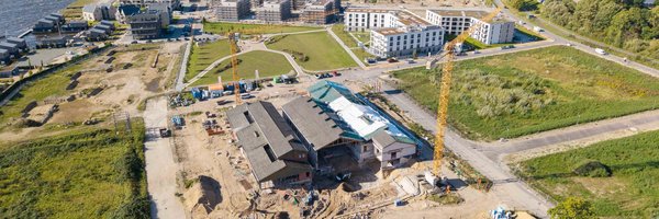 Das in der Entstehung befindliche Kulturhaus Auf der Freiheit aus der Vogelperspektive