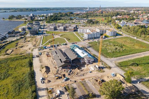 Das in der Entstehung befindliche Kulturhaus Auf der Freiheit aus der Vogelperspektive