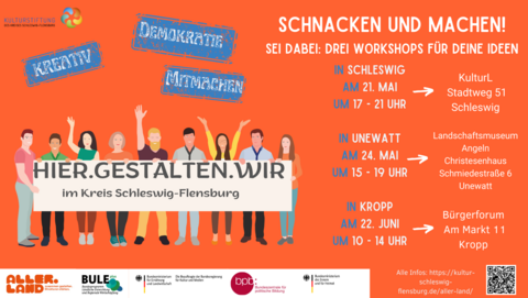 Plakat zeigt Anmeldungen zur Workshops "Schnacken & Machen" des Aller.land-Projektes z. B. im KulturL