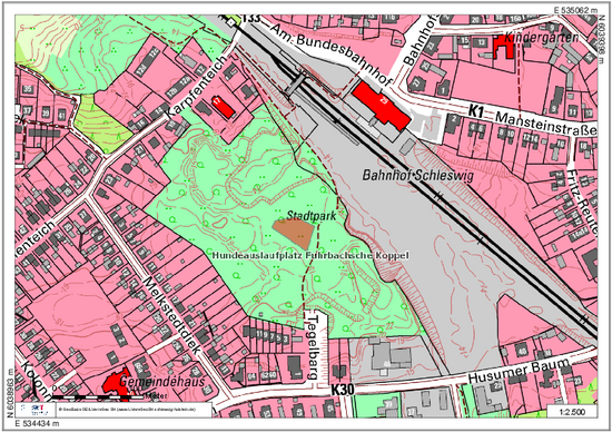 Hundeauslaufplatz - Lageplan im Maßstab 1 : 2.500