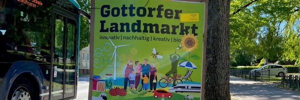 Plakat für die Ankündigung des Gottorfer Landmarktes am 18.05.2025 an der Königsstraße