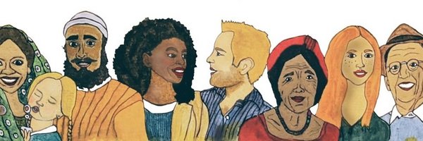 Bild zeigt das Logo der Website www.AufGehtsStJuergen.de, auf dem Menschen mit unterschiedlichen kulturellen Prägungen zu sehen sind