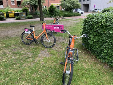 Zwei kaputte Fahrräder auf einer Wiese