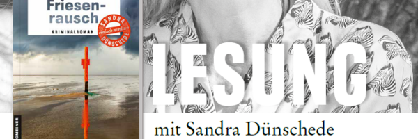 Plakat mit Lesung mit Krimiautorin Sandra Dünschede in der Stadtbücherei, 02.07.2026 