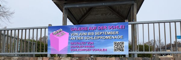 Banner an der Schleipromenade Eröffnung Galerie an der Schlei am 11.06.2026