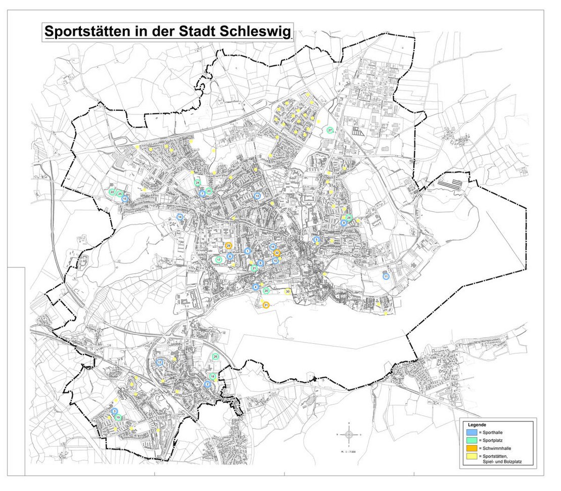 Stadtplan Sportstätten in Schleswig