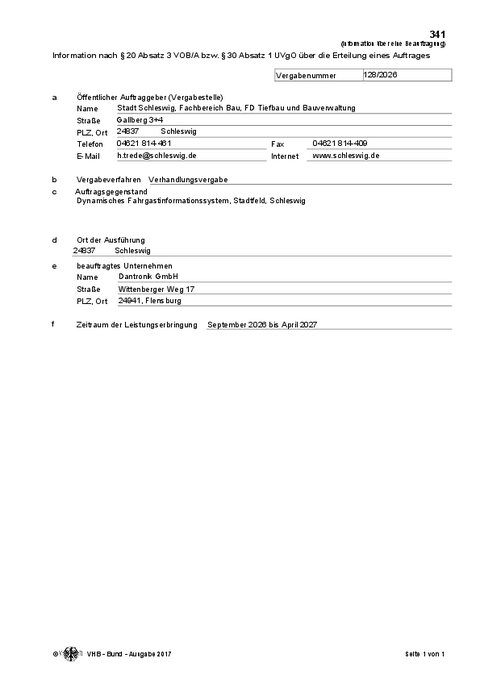 Informationen Auftrag - dynamisches Fahrgastinformationssystem