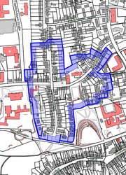 Karte zeigt Lageplan der Bellmannstraße-Chemnitzstraße und der Geltungsbereich ist markiert