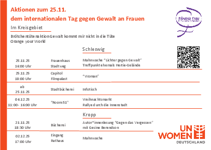 Termine rund um den 25.11.25 für die Stadt Schleswig und Kropp