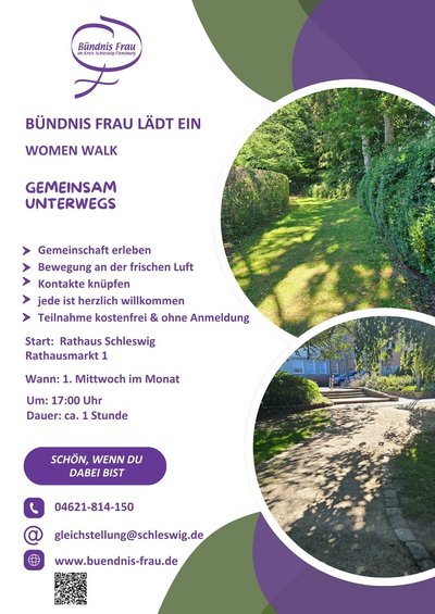Bündnis Frau lädt ein zu einem Women Walk, regelmäßig am 1. Mittwoch im Monat