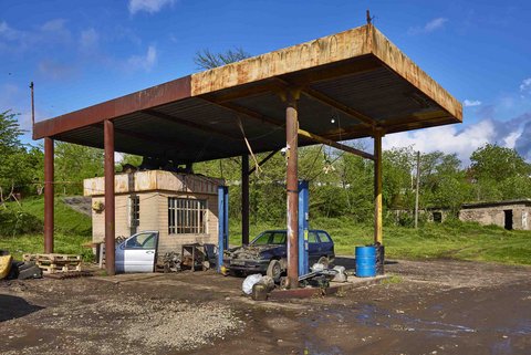 Tankstelle in der Stadt Zestaponi bei Kutaisi in Georgien