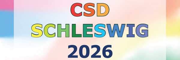 Plakat zum 2. CSD am 27.06.2026 Start um 11:00 Uhr mit Kundgebung und Umzug durch Schleswig