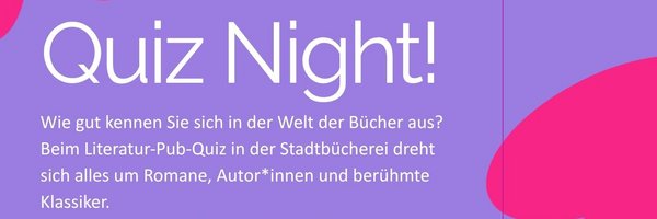 Plakat zur Quiz Night in der Stadtbücherei Schleswig am 24.04.2026