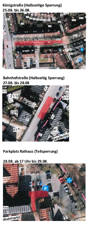 Lagepläne der Bereiche, die in der Kalenderwoche 35 saniert werden.